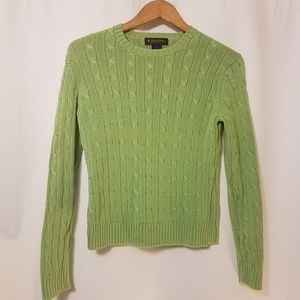 Brooks Brother's Lime green cable knit sweater